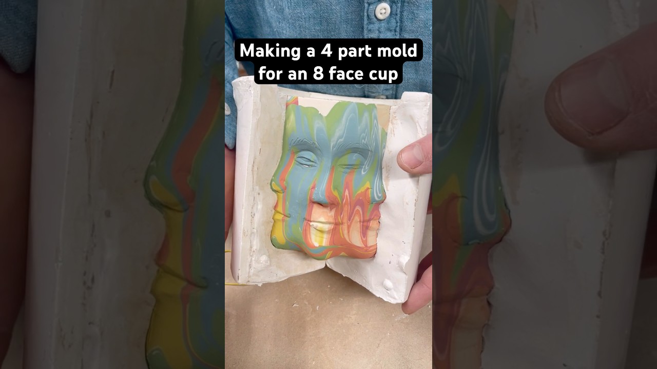 Making a 4 part mold of an 8 face cup for slip casting. #moldmaking #pottery #slipcasting #ceramics