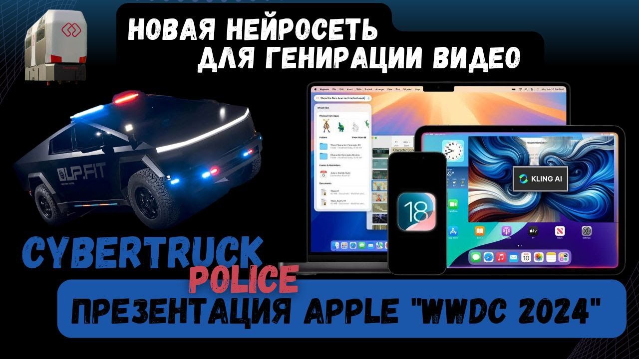 Патрульный Cybertruck | Презентация Apple - кратко и по делу | нейросеть Kling  | Monocab транспорт