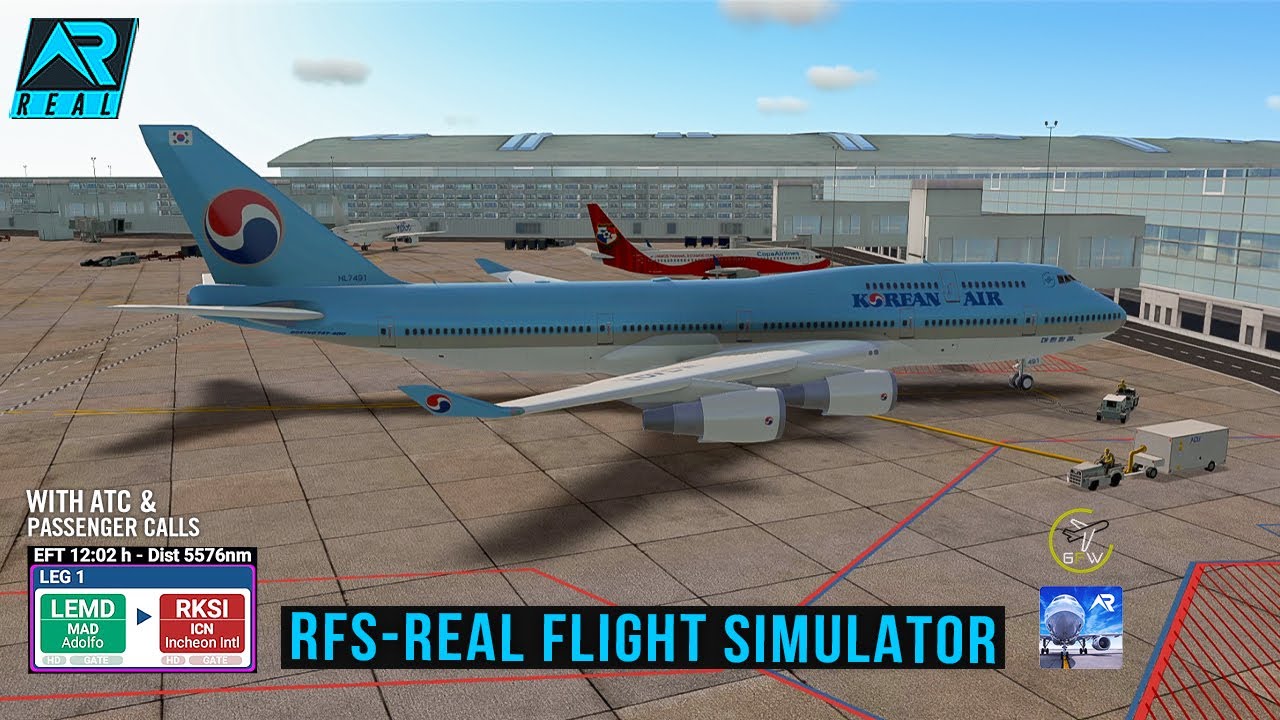 RFS — Real Flight Simulator — Мадрид — Сеул ||Полный полет||BOEING 747||KoreanAir||FullHD||RealRoute