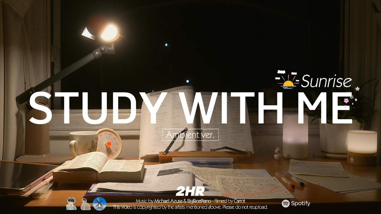 🥕2-HOUR STUDY WITH ME  at Sunrise 🌅 | 🌿Ambient ver. NO MUSIC | Pomodoro 50-10, Spring 2026 🌸