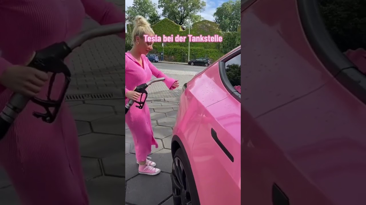 Mit meinem Tesla bei der Tankstelle 😂 #shorts #tesla