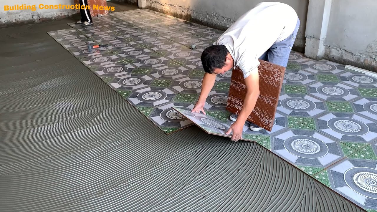 Professional Indoor Large Playground Construction Workers Use Beautifully Patterned Ceramic Tiles