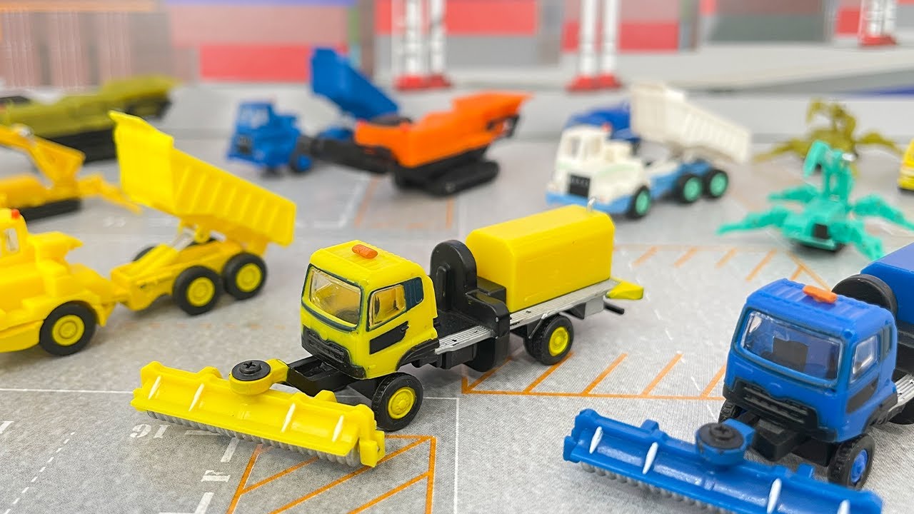 Nゲージ用重機＆車両「ザ・建機 第2弾」！かにクレーン、高速路面清掃車、スノースイーパ、アーティキュレートダンプトラックなど！Nスケール模型の工事現場や、はたらくくるま、乗り物のジオラマなどに！