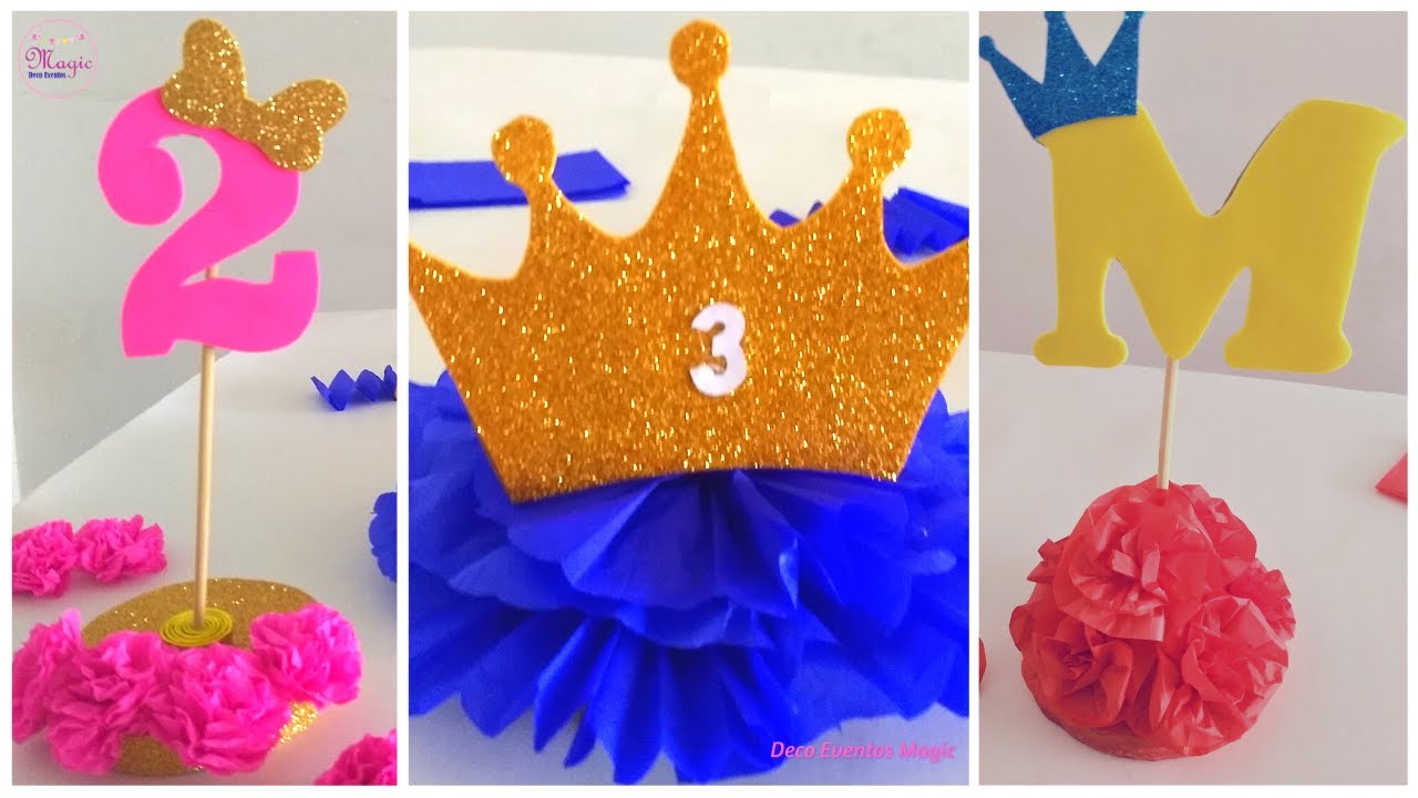 👑💖 Centros de Mesa con Motivos de Corona, Número 2 y Letra M 🎀 ¡Decoración fácil y elegante!