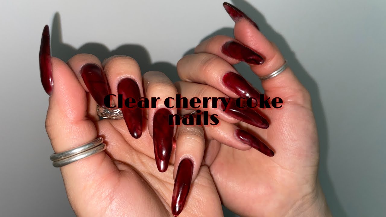 (ENG)깔끔한듯 은은하게 체리콕네일🍒 (고양이 잠깐 출연,,) clear cherrycoke nails
