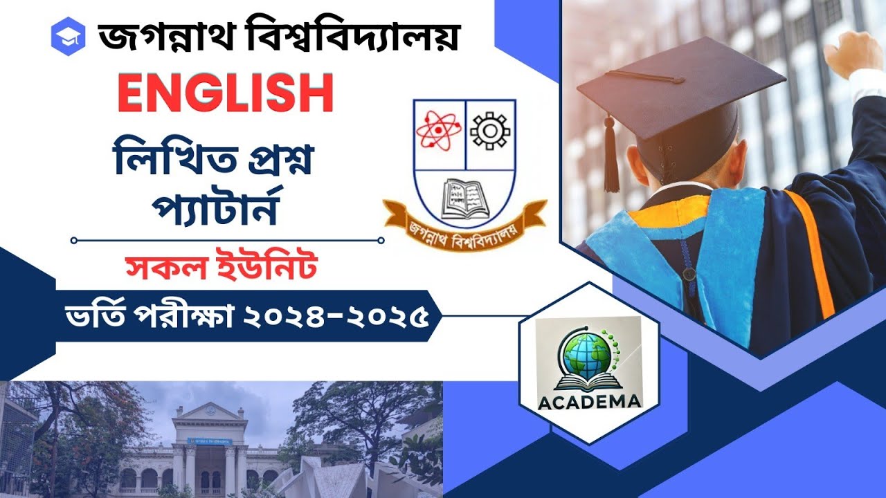 English written question pattern, JnU, ইংরেজি লিখিত প্রশ্ন প্যাটার্ন, জবি, ( admission 2024-25)।