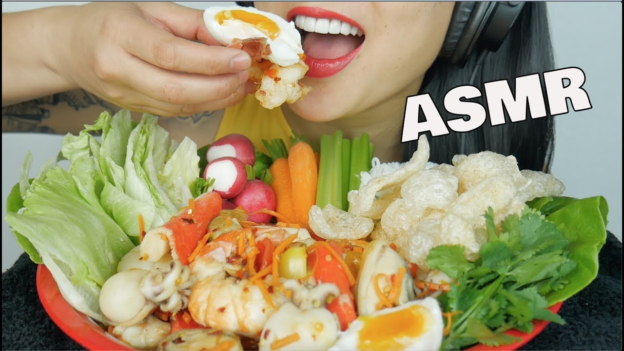 ASMR SPICY SEAFOOD SALAD (CRUNCHY EATING SOUNDS) NO TALKING | SAS-ASMR
