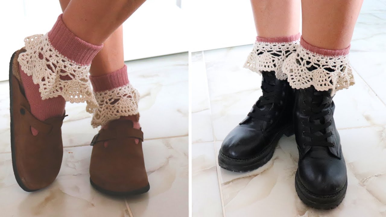 Crochet Lace Cuffs For Socks And Mittens