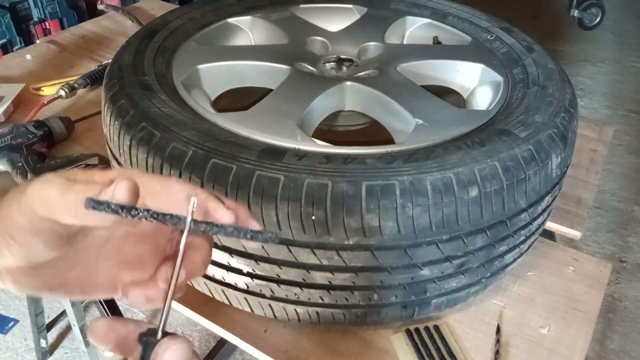 🫵Comment réparer un pneu tubeless crevé en moins de 5 minutes ⁉️🤔 #bricolage #DIY #roue
