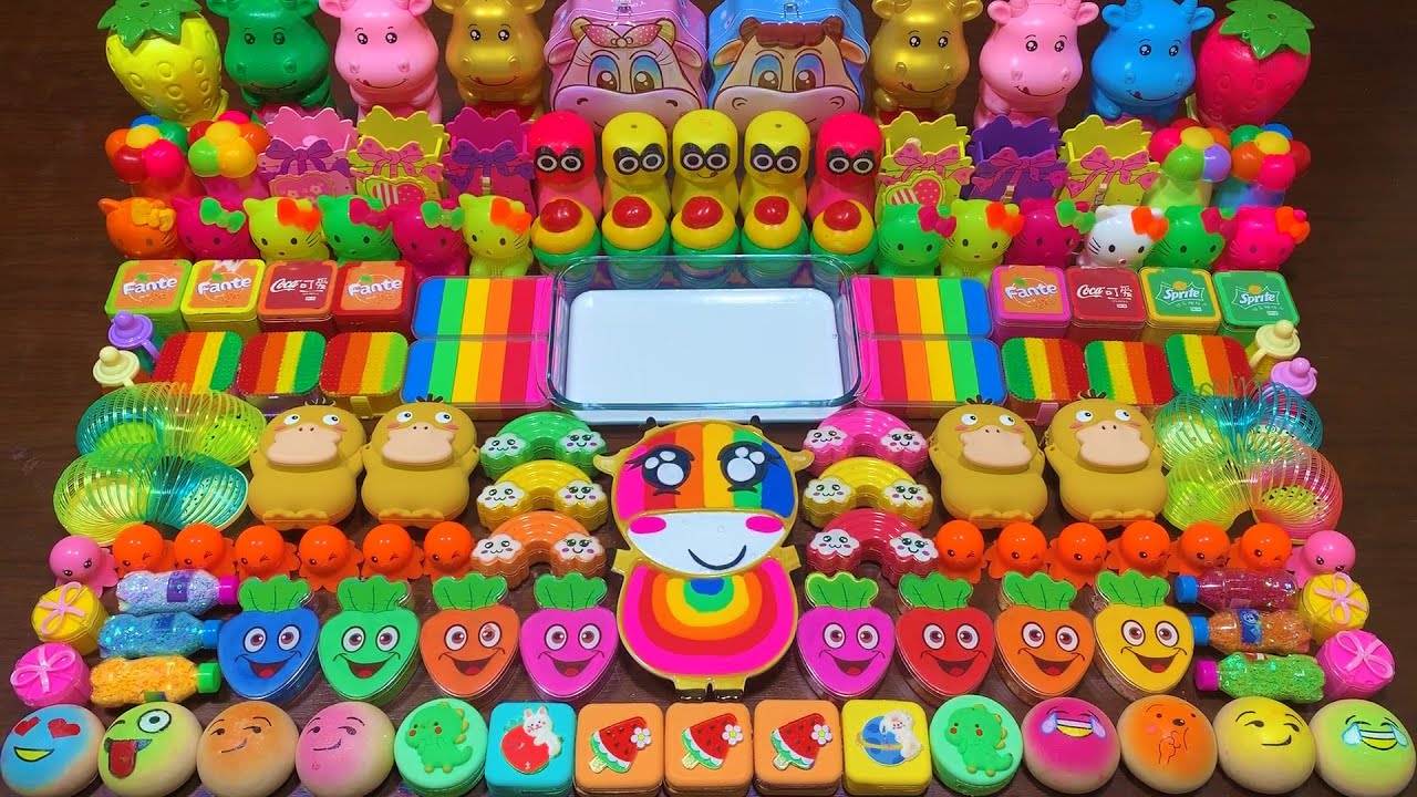RAINBOW SATISFYING WITH CLAY MAKEUP AND FOAM! Mixing Random Things Into GLOSSY Slime #945