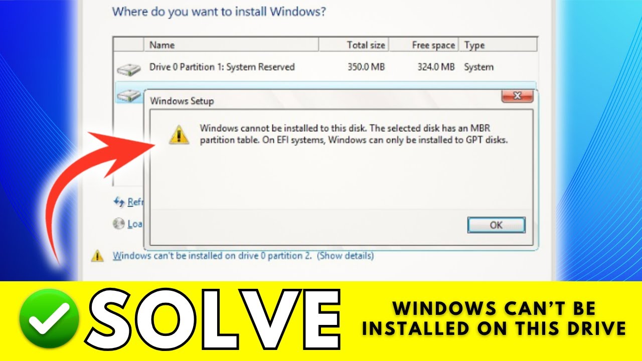 2 способа исправить ошибку &laquo;Невозможно установить Windows на этот диск&raquo;