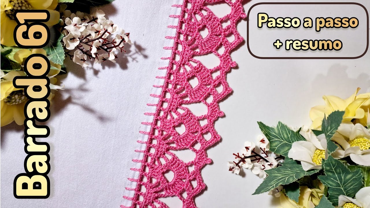 BARRADO DE CROCHÊ Nº 61 PARA PANO DE PRATO #crochepanodeprato