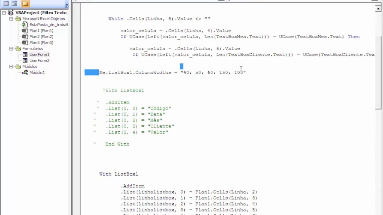 Cabeçalho Fixo em Listbox Excel VBA