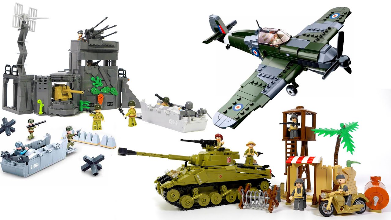 Собираем военные LEGO наборы Второй Мировой Войны  - Sluban (День Д, танк Шерман , Хоукер Харрикейн)