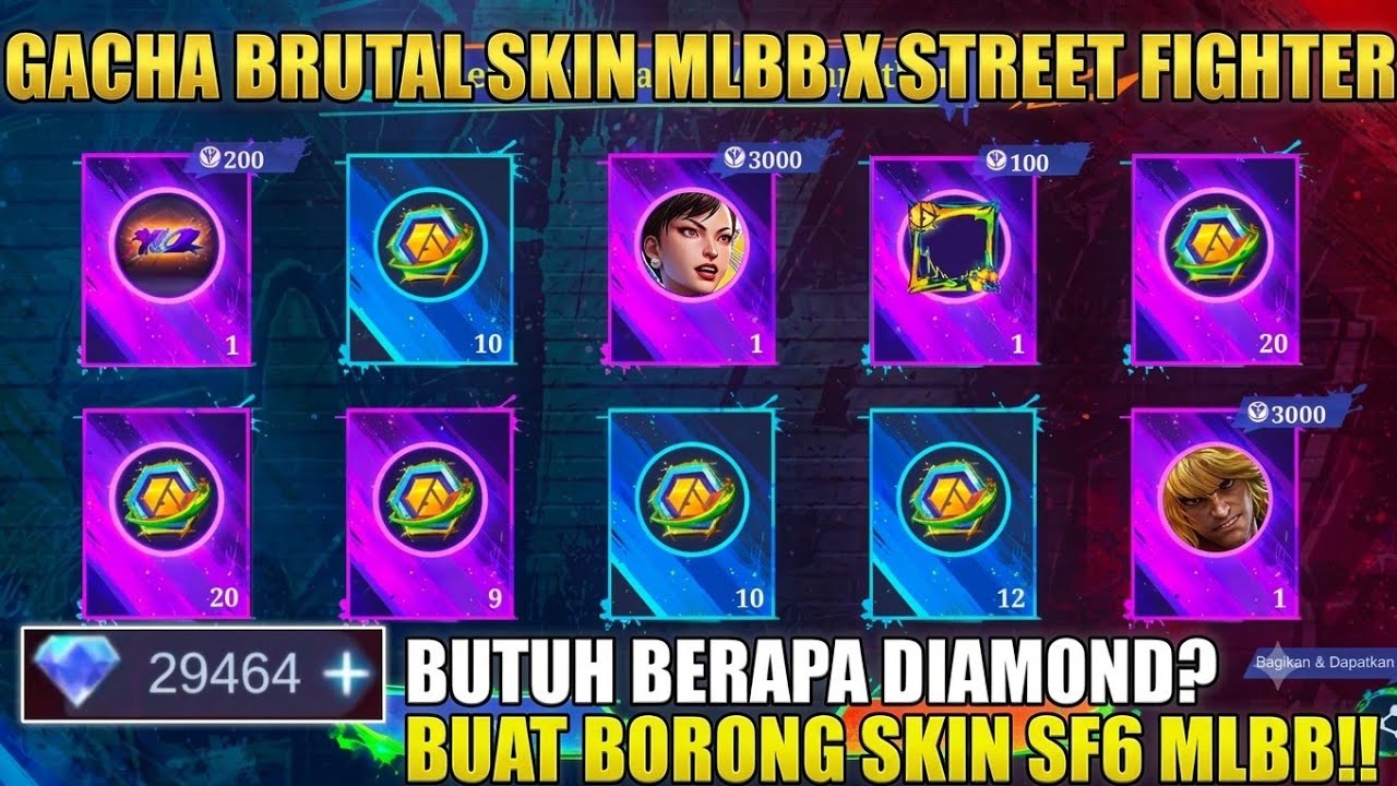 GACHA BRUTAL SKIN MLBB X STREET FIGHTER 6! BUTUH BERAPA DIAMOND BUAT DAPAT SKIN STREET FIGHTER?