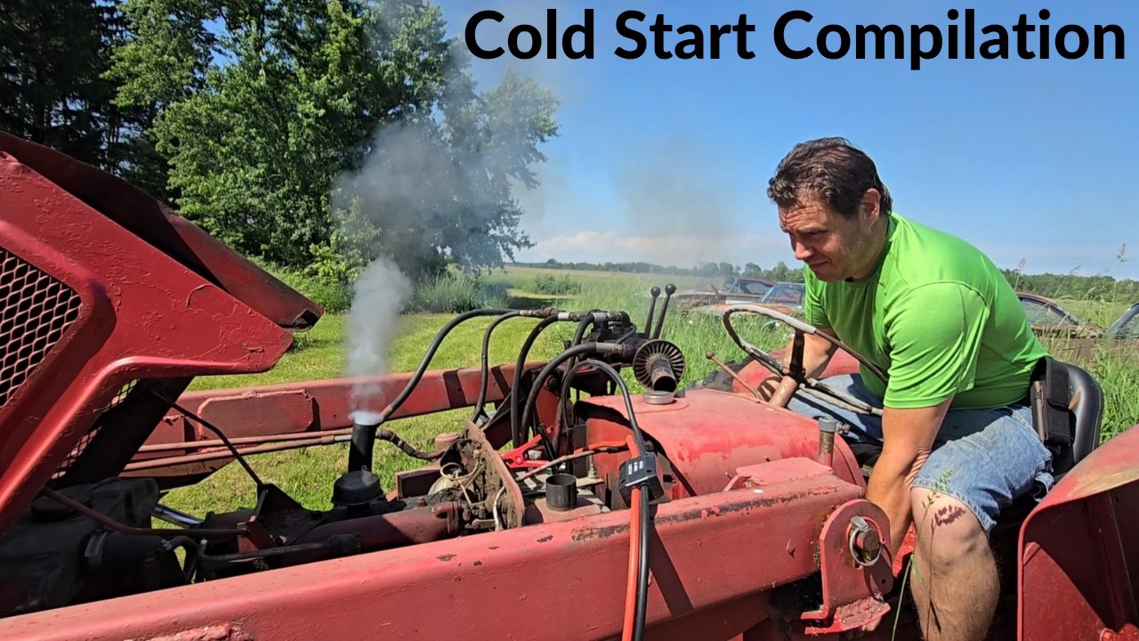 Cold start diesel, 1960 diesel tractor cold start compilation.