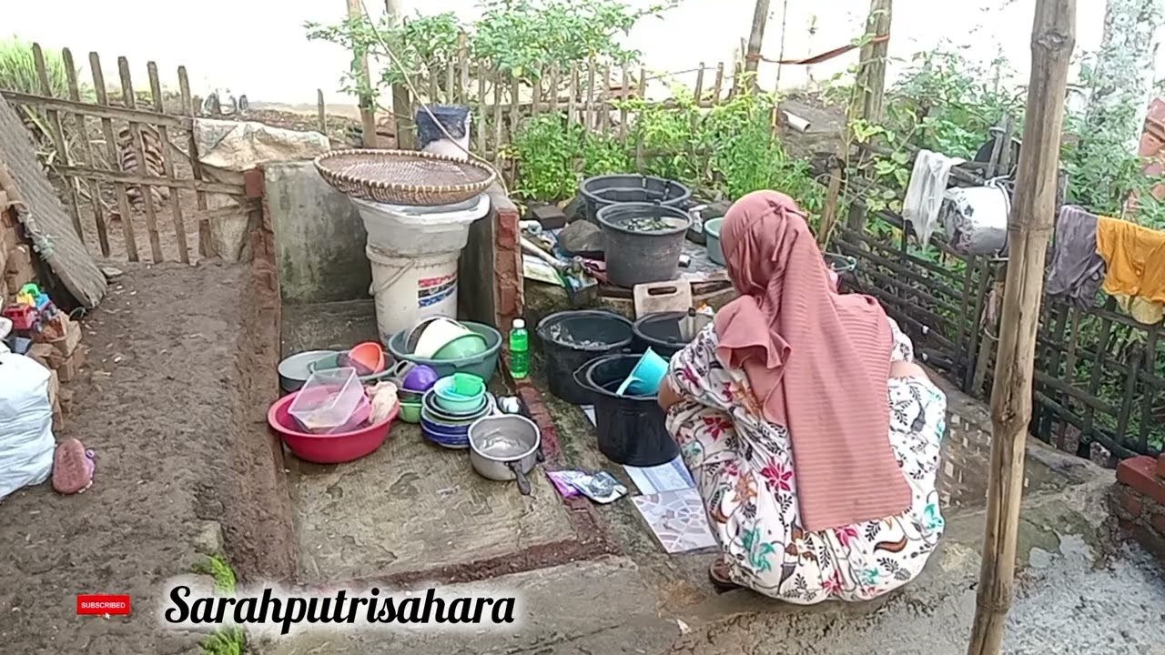 Rutinitas irt di desa rumah sederhana/bersih bersih rumah pagi hari/cuci piring#cleaningmotivation