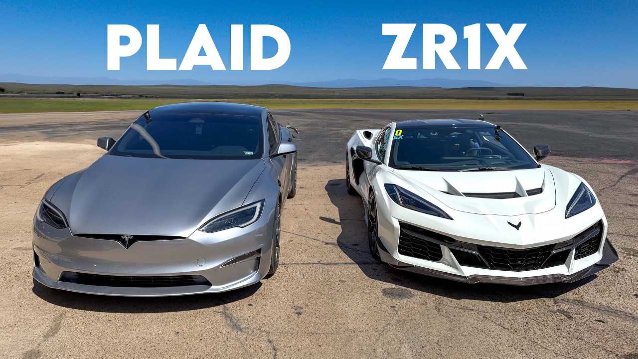 Corvette ZR1X против Tesla Model S Plaid: гонка на ускорение!