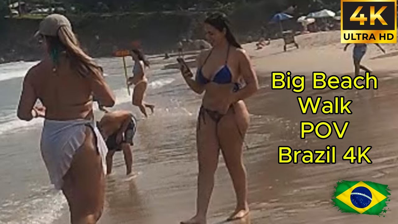 🇧🇷 Big Beach 🌊🌡️: Какая Тайна Все Еще Скрыта на Этом Берегу? | Walking Tour • 4K HDR 120FPS 🌴☀️🔥