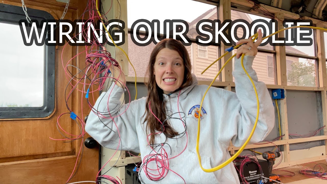 Running wires for 12V and 110V power in our Skoolie | BUS BUILD EPISODE 21