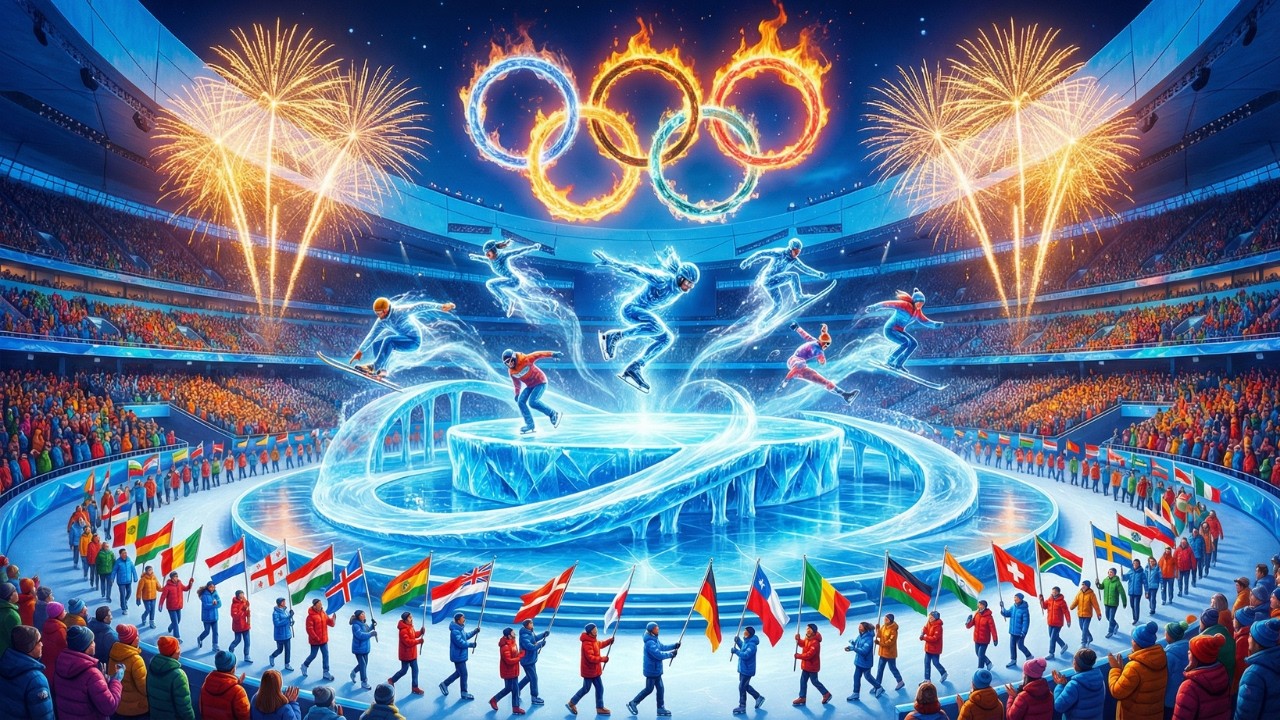 Winter Olympics 2026 Opening Ceremony ⛷️ Fireworks, Athletes & Stadium Atmosphere | 4K