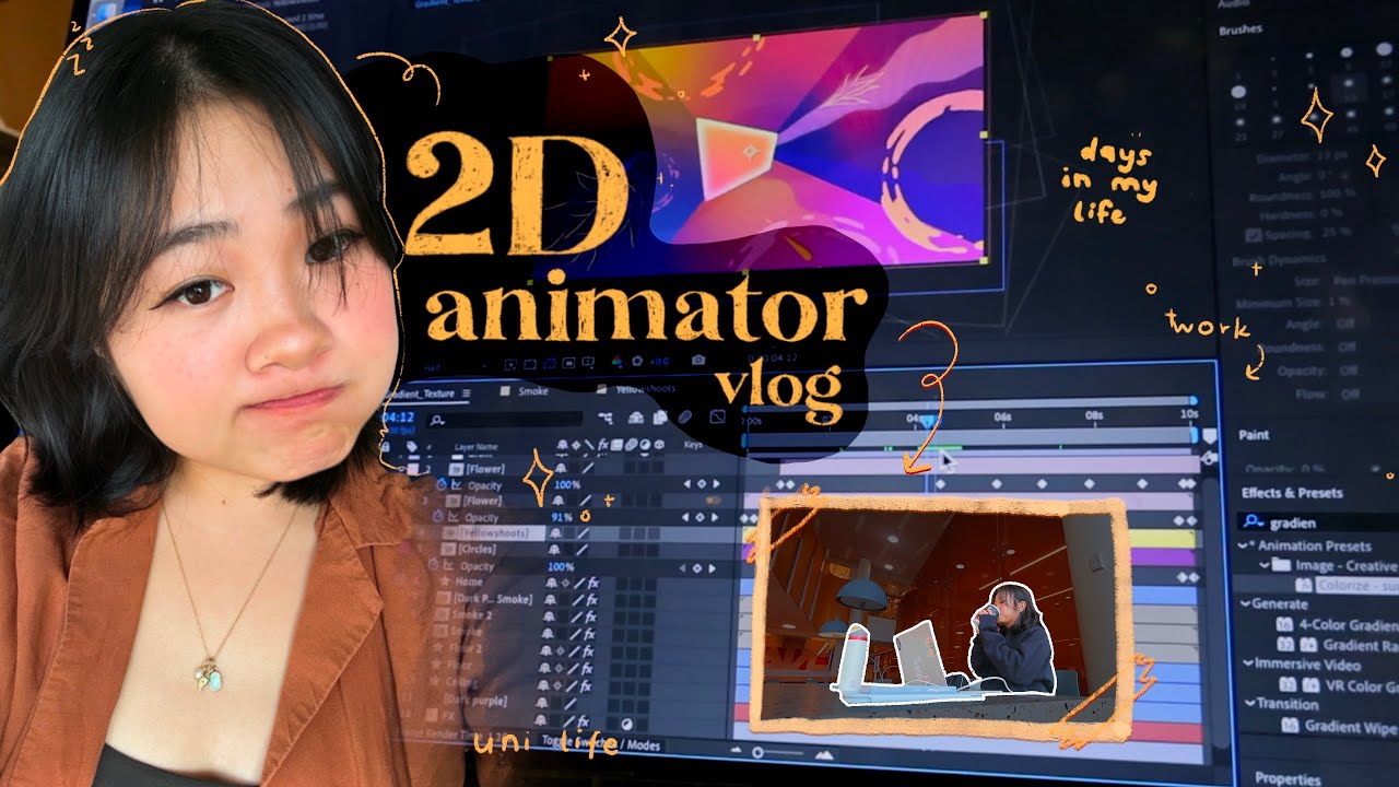 2D animator (vlog) freelance projects on a large scale, art process, productive sessions