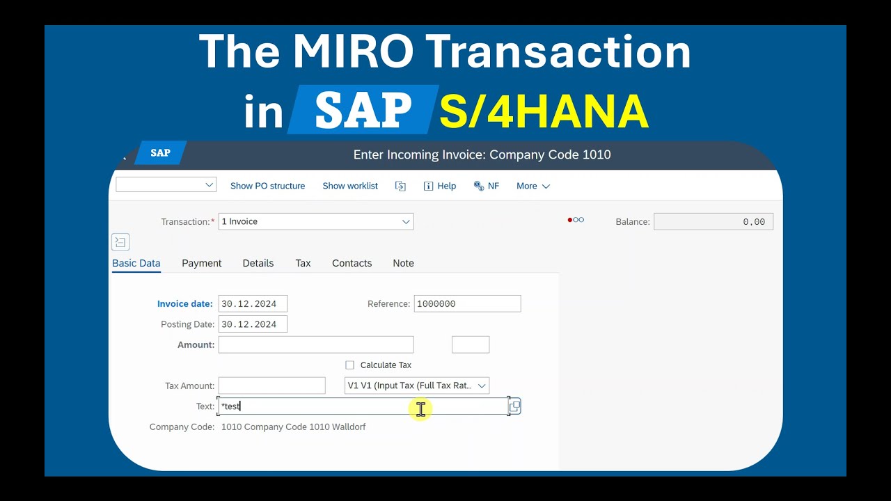 SAP S/4HANA MIRO Transaction | Full Tutorial