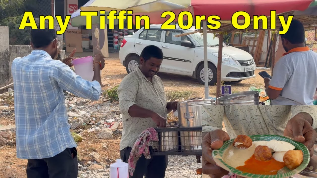 Man Selling Best and Cheapest Breakfast on his Bike || Hyderabad || Any Breakfast 20rs only ||