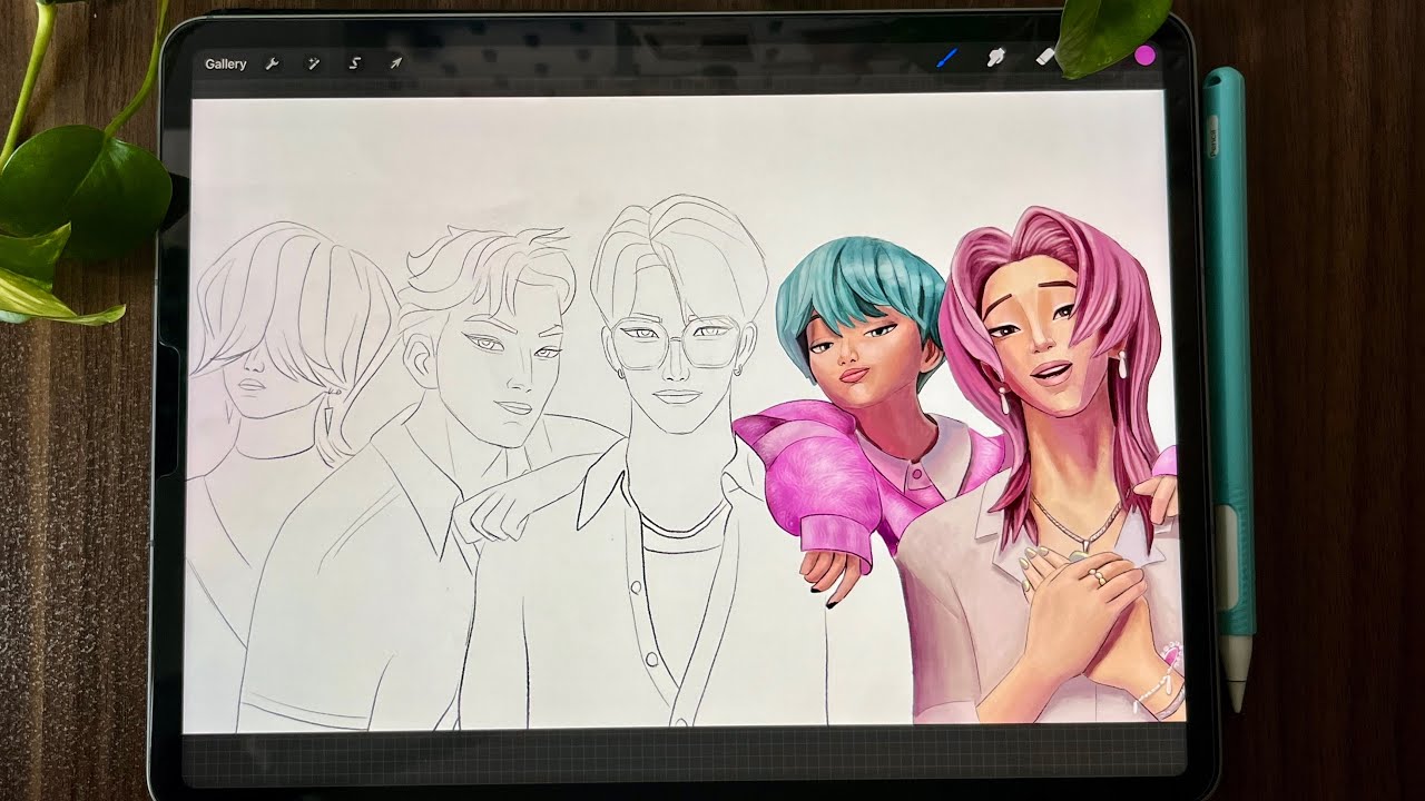 Drawing Saja boys | Kpop demon hunters | part 1 ⚡️#kpopdemonhunters #sajaboys #procreateart 