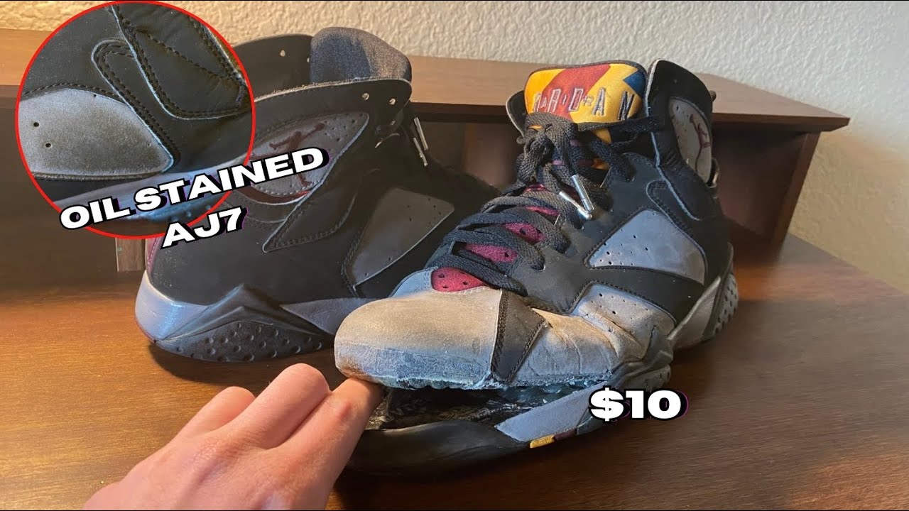 CLEANING a $10 OIL STAINED Air Jordan 7