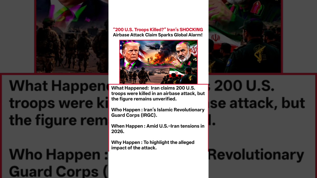 &ldquo;200 U.S. Troops Killed?&rdquo; Iran&rsquo;s SHOCKING Airbase Attack Claim Sparks Global Alarm!#short#ytshort