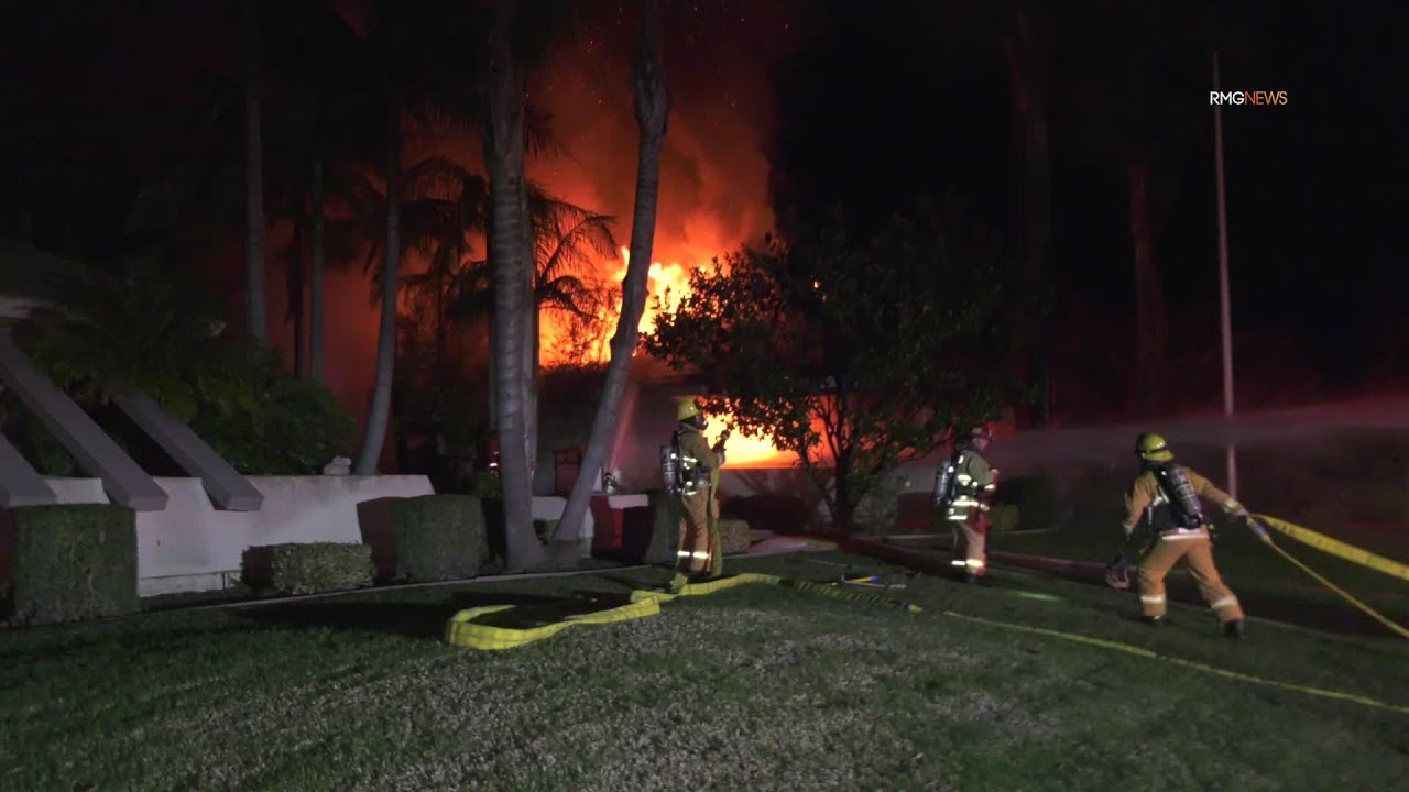 Firefighters respond to large house fire in a gated community in Camarillo, California.