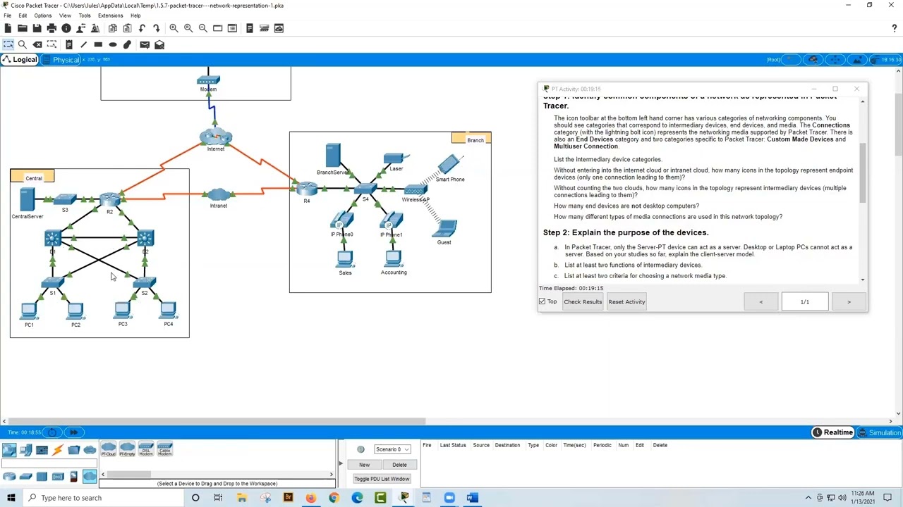 NetAcad ITN Packet Tracer 1.5.5 Network Representation