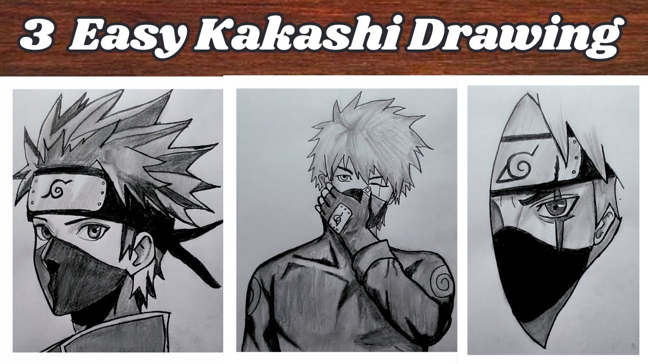 3 Easy Kakashi drawing for beginners | How to draw Kakashi Hatake | Naruto Shippuden | Anime Sketch