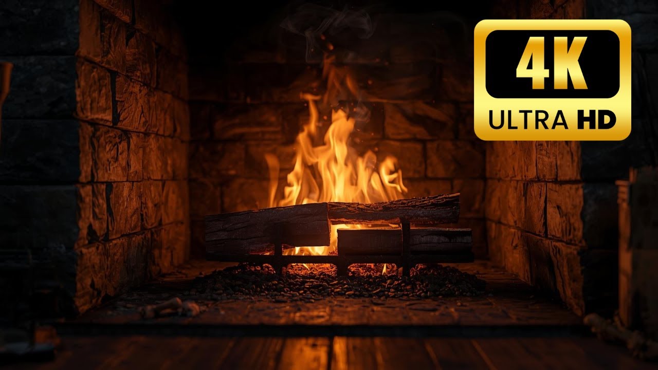 10 Hours Cozy Fireplace 🔥 Slow Burning Fire • Relaxing, Sleep, Study, Stress Relief