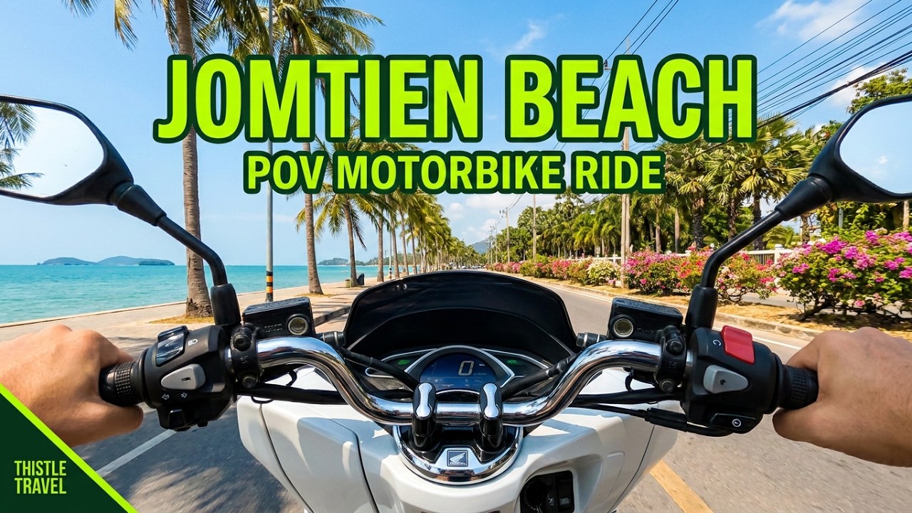 POV Motorbike Ride – Jomtien Beach Road | Day Ride | 4K No Commentary