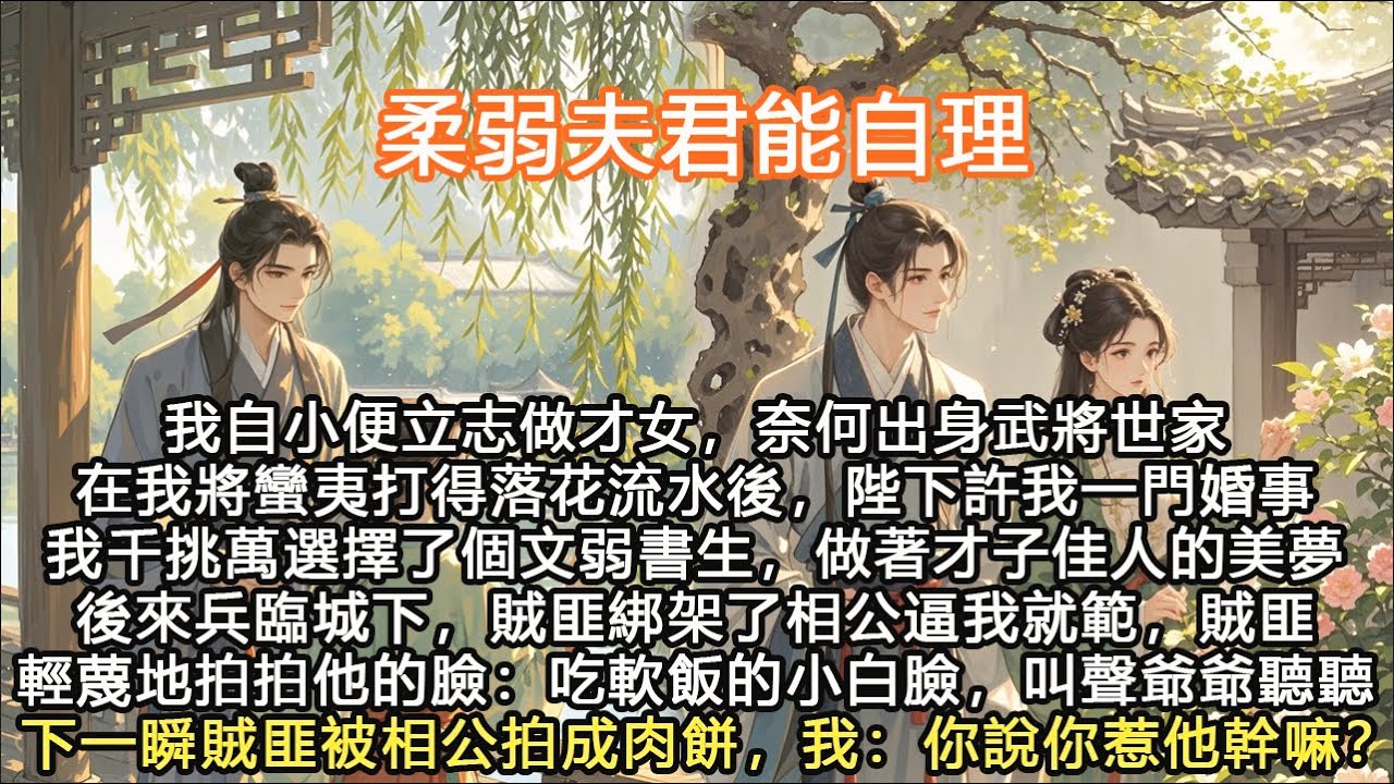 完結沙雕搞笑超甜爽文：我自小便立志做才女，奈何出身武將世家在我將蠻夷打得落花流水後，陛下許我一門婚事我千挑萬選擇了個文弱書生，做著才子佳人的美夢後來兵臨城下，賊匪綁架了相公逼我就範，賊匪輕蔑地拍拍他
