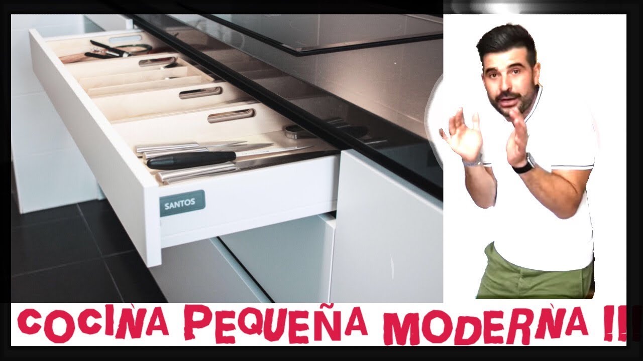 COCINAS PEQUEÑAS MODERNAS : muebles de cocina en BLANCO encimera SILESTONE NEGRO Cocinas Santos CJR