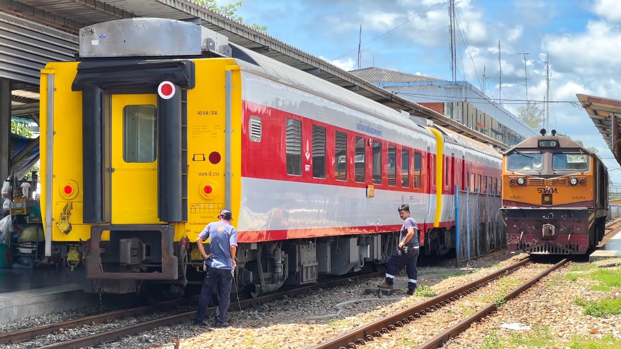 SRT. #ริ้วสวยงาม รถเสริมสงกรานต์2568สายใต้ที่ 983 รถนอน JR-West ล้วนทั้งขบวนเปลี่ยนรถจักรที่หาดใหญ่