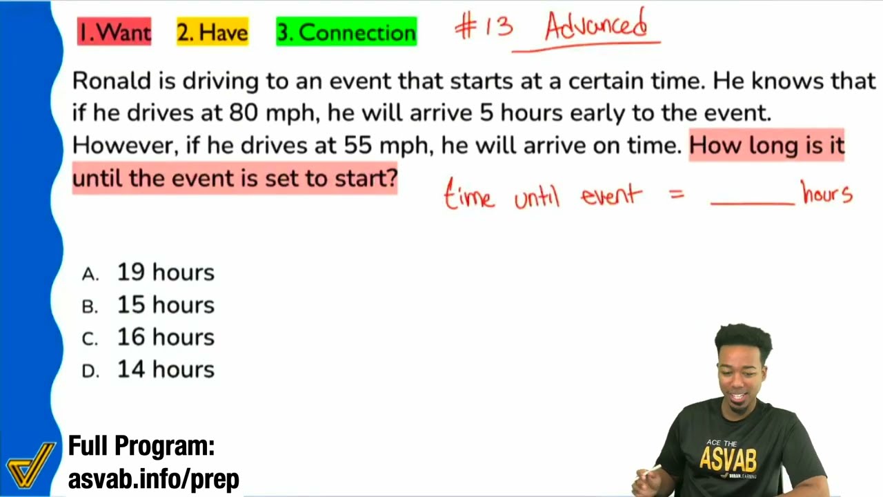 ASVAB Arithmetic Reasoning - How to Solve Distance Rate Time Word Problems (Free Class Answer)