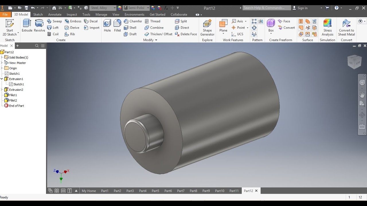 Easy shaft drawing using AUTOCAD Inventor. ( Tutorial UNISA CAD161S )