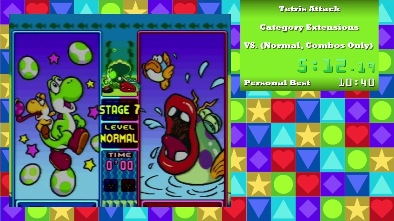 Tetris Attack Combos Only Normal 10:07 IRT (6:25 IGT)