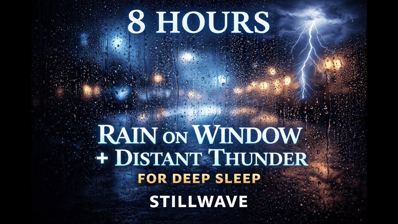 Stillwave • Rain with Wind + Distant Thunder for Deep Sleep (8 Hours) | Black Screen | No Talking