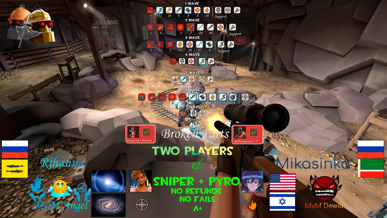 TF2 MvM Broken Parts Pyro+Sniper NR NF A+ (Two players only).    