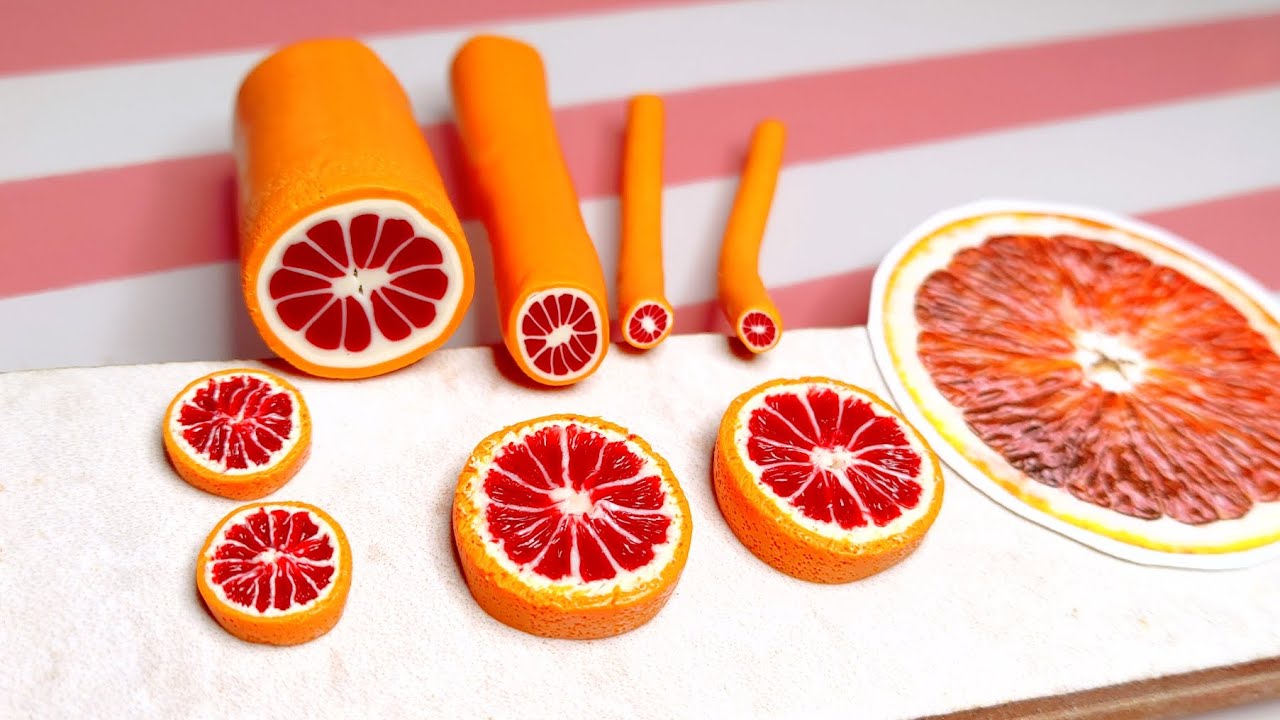 Blood Orange Polymer Clay Cane Tutorial 🍊✨