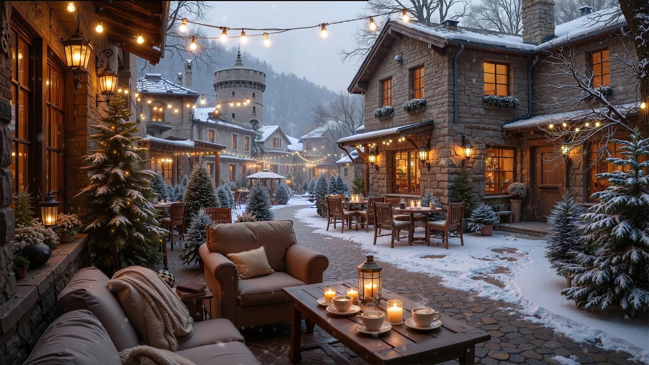 Calm December Winter at Cozy Coffee Shop Ambience ☃️ Soft Jazz Background Music for Work, Studying