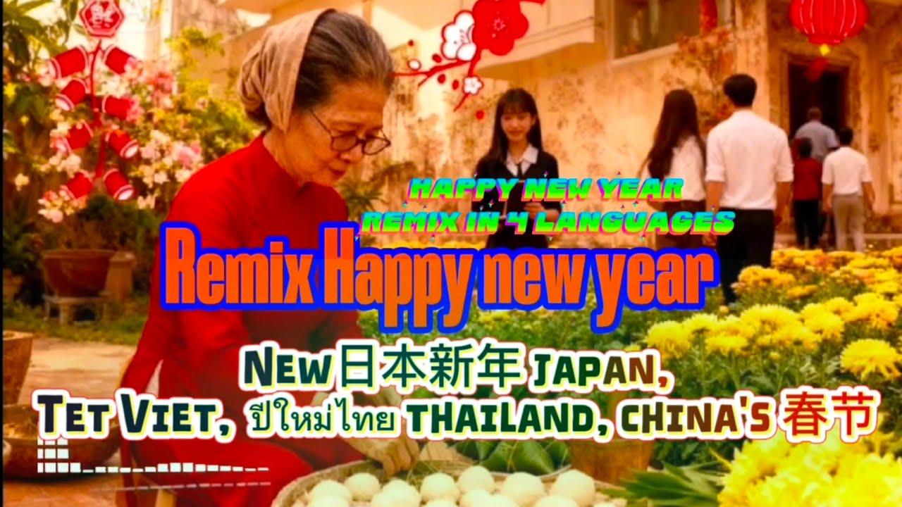 日本新年 japan, Remix Tết Việt,  ปีใหม่ไทย thailand, china's 春节,Happy New Year remix in 4 languages