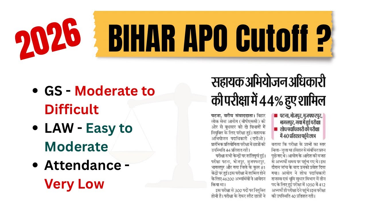 Bihar APO 2026 Prelims Expected Cut Off 🔥 | Category Wise Cut Off | Safe Score Analysis