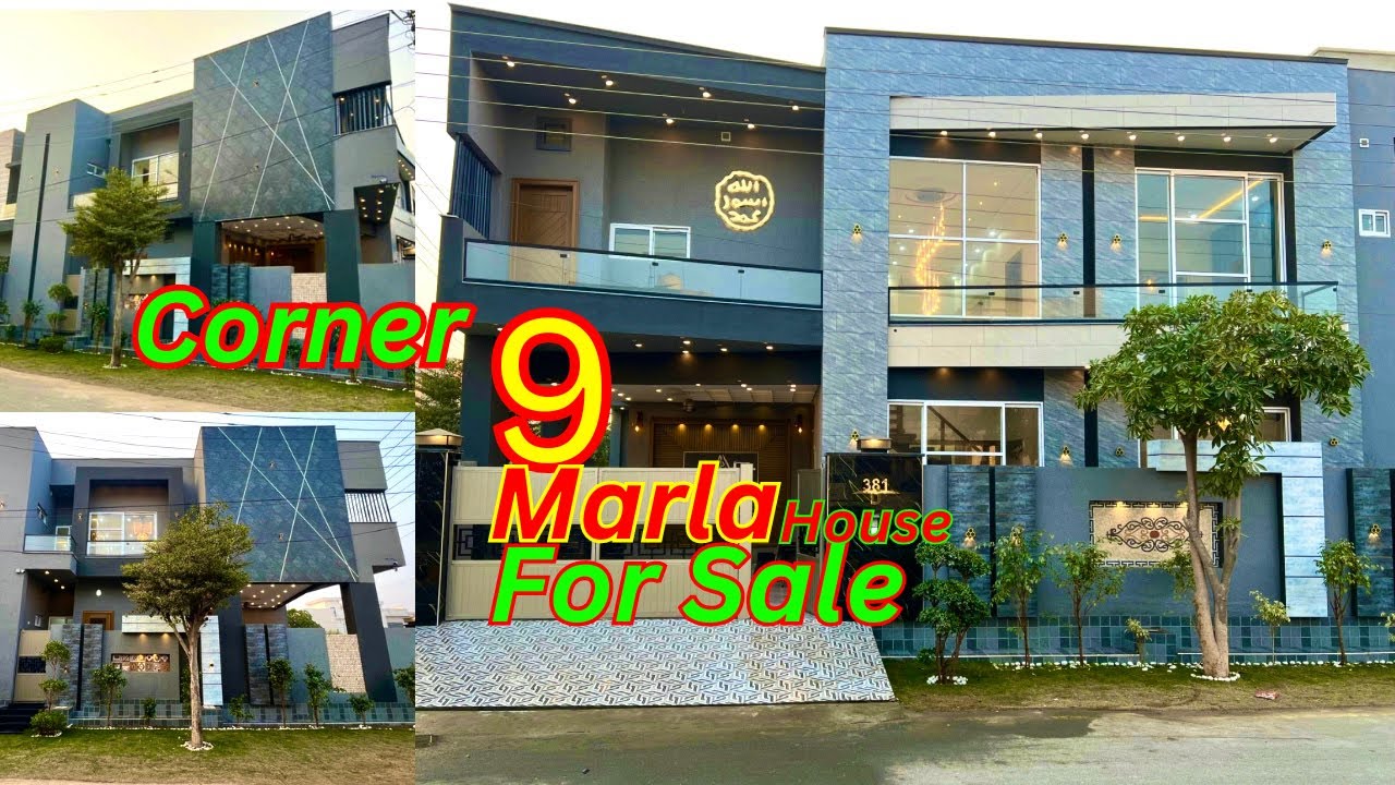 9 Marla modern luxury house for sale & house design map naqsha in canal road eden valley faisalabad
