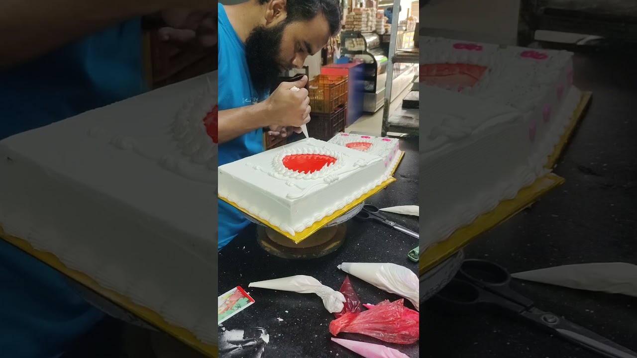 love symbol square model birthday cake 😁